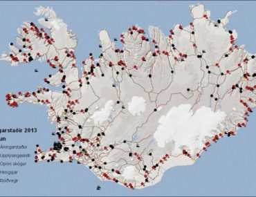Карта Исландиис зонами отдыха