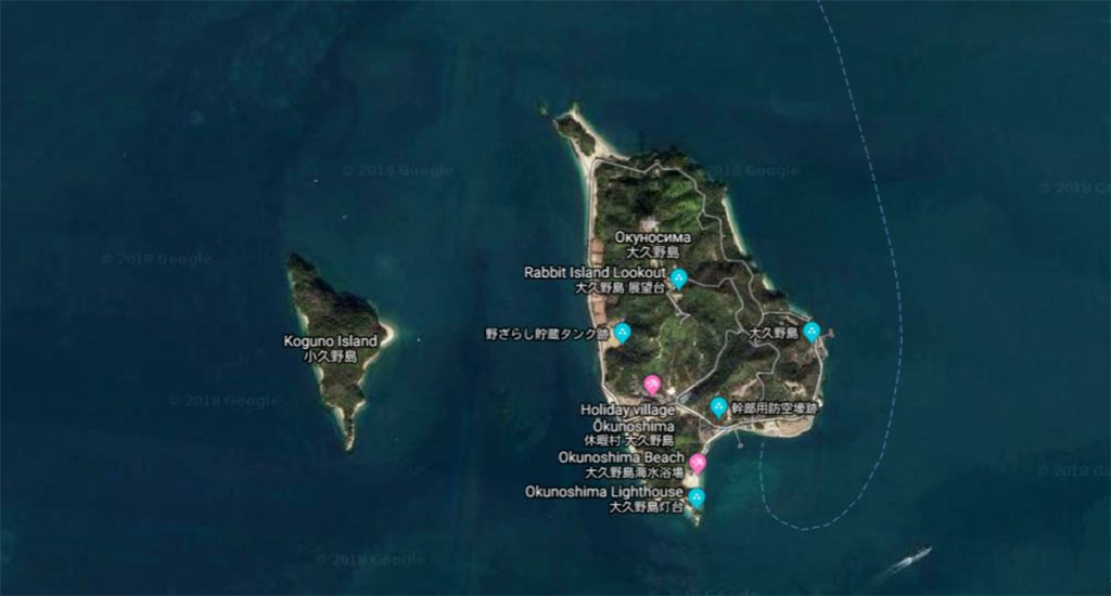 Карта острова Окуносима: